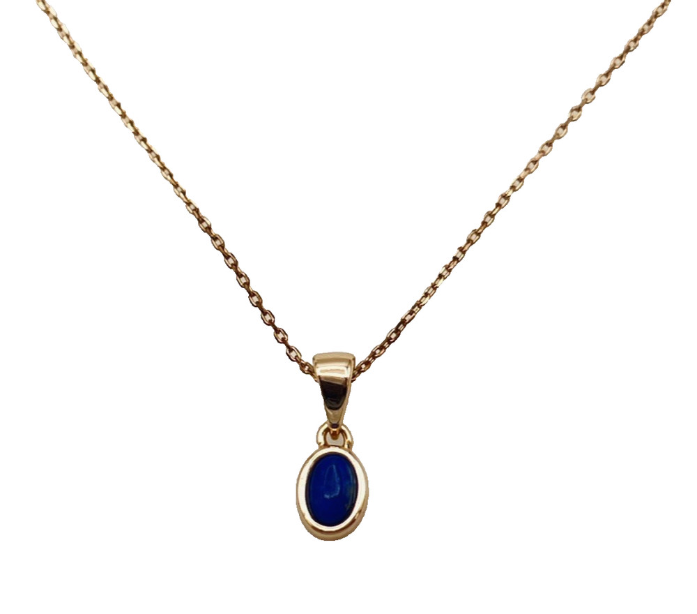 Demdaco Rose Gold Tone Petite Lapis Lazuli Pendant Necklace 16 in