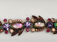Vintage Juliana D&E Purple Watermelon Heliotrope 5 Link Bracelet Verified