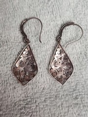 VTG Antiqued Silver Tone Pierced Earrings Dangle