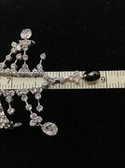 Vintage Silver tone Black Onyx Clear Cubic Zirconia Elegant Statement Necklace