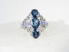 Vintage Sterling Silver 925 Heated London Blue Topaz Tanzanite Ring Size 8