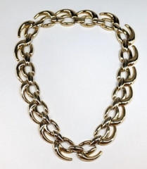 Vintage WM Signed Anthony Yau Chunky Gold Tone Openwork Swirl Statement Necklace
