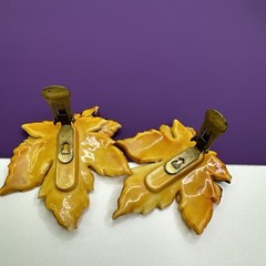 Vintage Maple Leaf Earrings Light Weight Earthy shade Realistic Leaves Celluloid