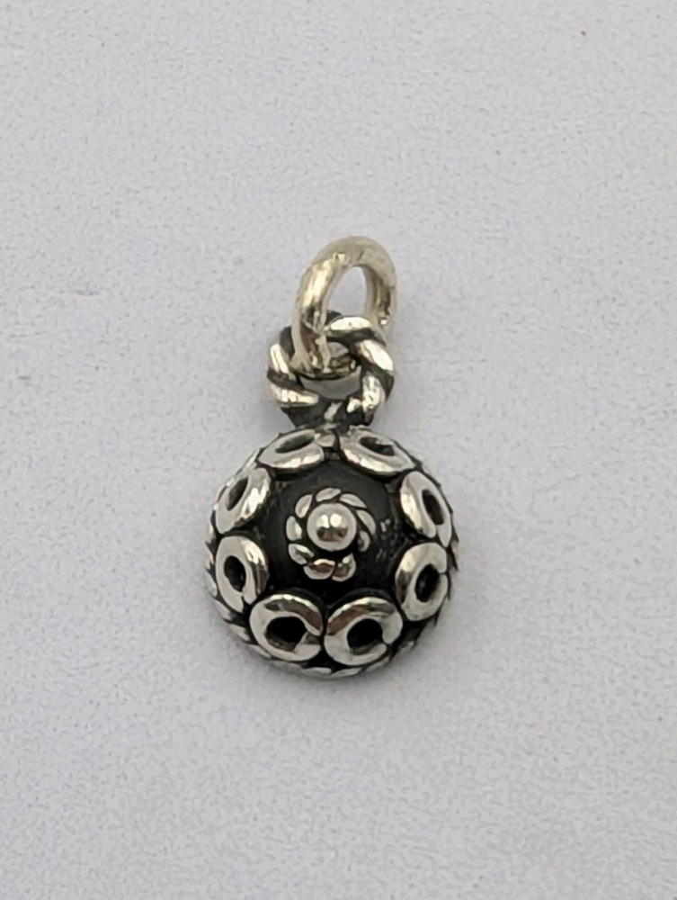 Vintage 925 Sterling Silver Bali Flower Dome Charm Small Half Bead 1.1g Filigree