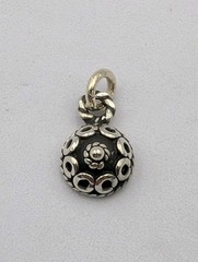 Vintage 925 Sterling Silver Bali Flower Dome Charm Small Half Bead 1.1g Filigree