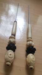 Antique Vintage 2 Hat Stick Pins / 3 +1/8″ Shaft – POSSIBLY ASIAN