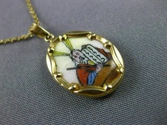 ESTATE 14KT YELLOW GOLD 3D MOSES TEN COMMANDMENT ISRAEL SHEMAH PENDANT #25482