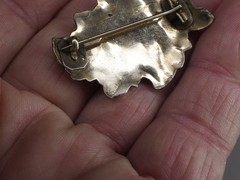 Antique brooch pin hollow rolled gold tube hinge C-clasp jewelry rose floral