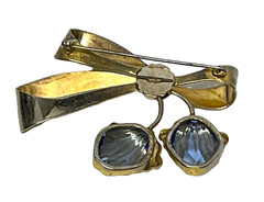 STERLING Estate Brooch Floral Blue Crystals Goldtone (24g) *EUC* REGAL!!