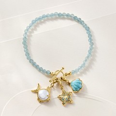 Ross-Simons Larimar Seashell Charm in 18kt Gold Over Sterling
