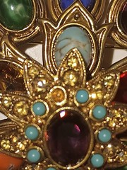 Vintage Graziano Gold Tone Multi Gem 3D Floral Burst Brooch