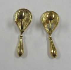 Vintage Pair of Teardrop Earrings with Beautiful Maroon Stone Inserts