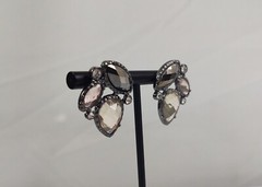 Pierced Earrings Costume Jewelry Silver Tone Multicolor Faceted Stones Vintage