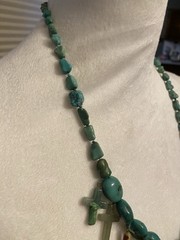 Vintage Boho Southwestern Style Turquoise Cross Necklace Estate Jewelry