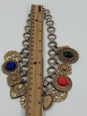 VTG JULIANA D&E Dangling Charm Necklace Pierced Earring Set Ref # 23 Book Pieces