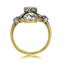 Antique ArtNavette Style LabCreated Diamond Victorian Engagement 14K GoldFN Ring
