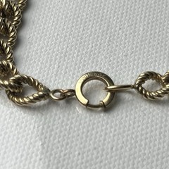 Vintage 12k Gold Filled Charm Bracelet Curb Link twisted rope 6.75 in (6 3/4 in)
