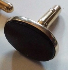 Vintage Gold Tone Oval Cufflinks Reddish Oval Set Bullet Back