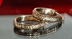 14k yellow gold earrings 0.68″ diamond cut hoop vintage handmade 1.15gr N2906