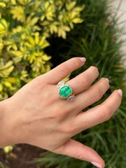 Art Deco 4.10 Ct Natural Emerald Antique Vintage Wedding Ring 14K Yellow Gold FN