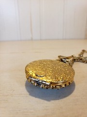 Vintage Hobe Green and Blue Rhinestones Pendant Locket Necklace