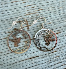 Vintage Signed Wild Bryde Silver Tone Hummingbird Cut Out Design Dangle Earrings