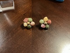 Vtg Signed Miriam Haskell Hand Wired Floral Cluster Clip Earrings Green Cabochon