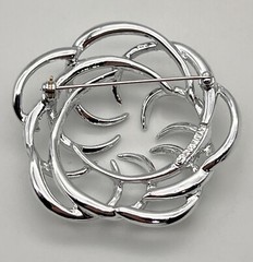 Vintage Sarah Coventry Tailored Swirl Pin Silver Tone 2.25 in Diameter