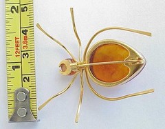 ✅BALTIC AMBER RUSSIA SOVIET INSECT SPIDER BROOCH 22k GOLD JEWELRY 老琥珀 PIN ORDER