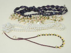 Vintage Beaded Necklace Lot Plastic Acrylic Stone Wood Bead Craft