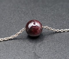 Vintage Sterling Silver Garnet Station Necklace Tin Cup Beaded Polished Natural