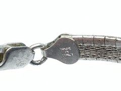 ITALY IBB 925 Sterling Silver Rhodium Plated Textured Omega Chain 7.5” Bracelet