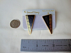 VINTAGE 1970s SAMUEL HUANG DESIGNER CLOISONNE RETRO MOD BLACK STUD EARRINGS