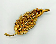BROOCH Pin Lot Signed/Unsigned Red/Pink – Topaz/Citrine Rhinestones – Green