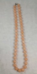 Vintage Peach Satin Glass Beaded Necklace Soft Glow Classic Elegant