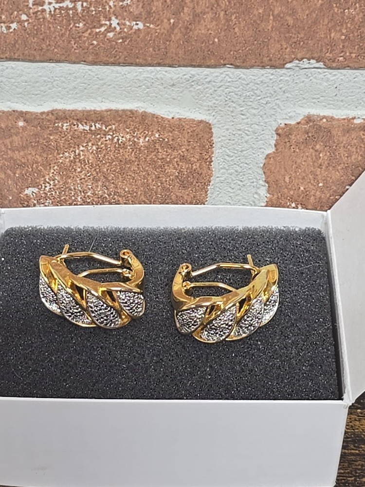 Faux Diamond And Gold Tone Clip Over Earrings 1 In Long – .5 Inches Wide