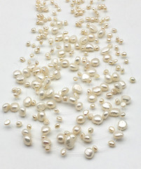 Floating Fresh Water White Pearls 3+ Strands ST Rhinestone Clasp 17″ Neckace