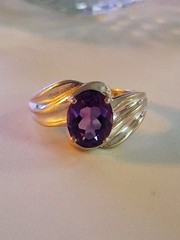 Vintage Oval Cut Amethyst Cocktail Band Ring Size 7 Sterling Silver