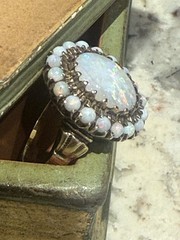 Vintage 10k Gold Ring 19 Fire Opals size 7.75 weight 5.4gr or 3.5 dwt c. 1970’s