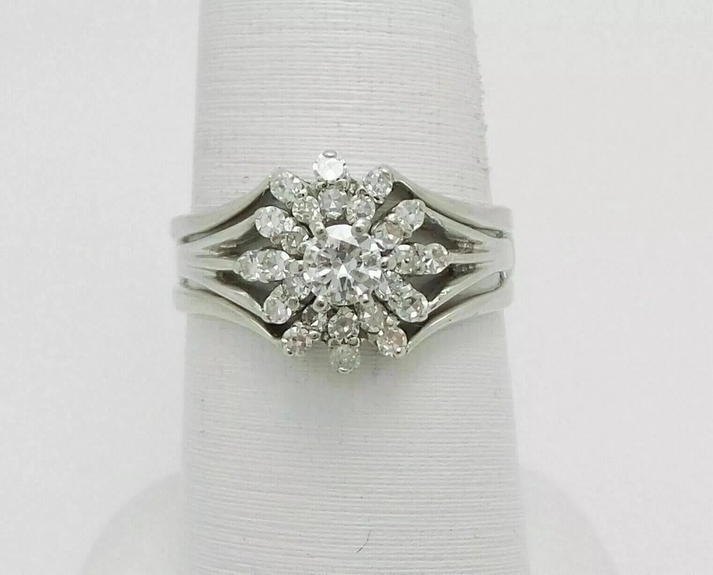 2Ct Art Deco Style Lab-Grown Diamond 14K White Gold FN Wedding Bridal Ring Set