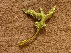 Vintage Signed Pewter~Gold Plated Pewter Swallowtail Bird Figure 2.5” Brooch Pin