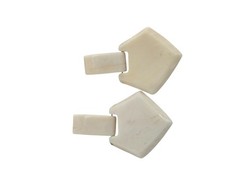 Vintage Horn Bovine Bone Earrings Pierced Cream Articulated Door Knockers