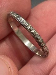 1920s Art Deco 18K Solid White Gold Fancy Engraved Wedding Band Fancy! 1.3GR!