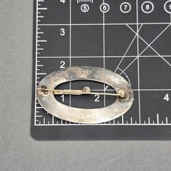 Antique Silver Oval Belt Buckle Brooch 3″ Embossed Floral Accents
