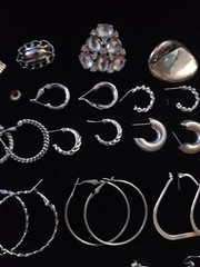 Vintage Silvertone “Single ” Earring Lot of over 50. 8 pairs