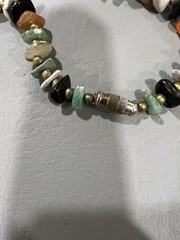 Vintage Natural Stone Chips Necklace Barrel Closure 22” Beaded Graduating Chips