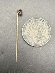 Antique 10k Or Better Yellow Gold and Almandine Garnet Solitaire Stickpin