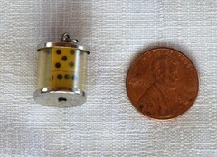 Vintage 1960s-1970s 3D Sterling Silver Dice in Capsule charm