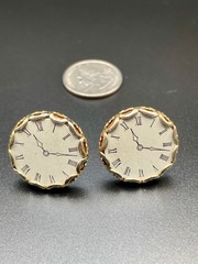 Vintage Clock Face Enamel Cufflinks Gold Tone Roman Numeral Novelty MCM
