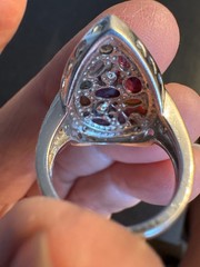 Ross-Simons Multi-Gemstone and Pearl Teardrop Ring with Matching Pendant Slide